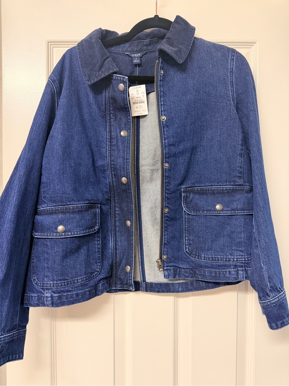 J. Crew Factory Blue Denim Jacket with Corduroy Collar